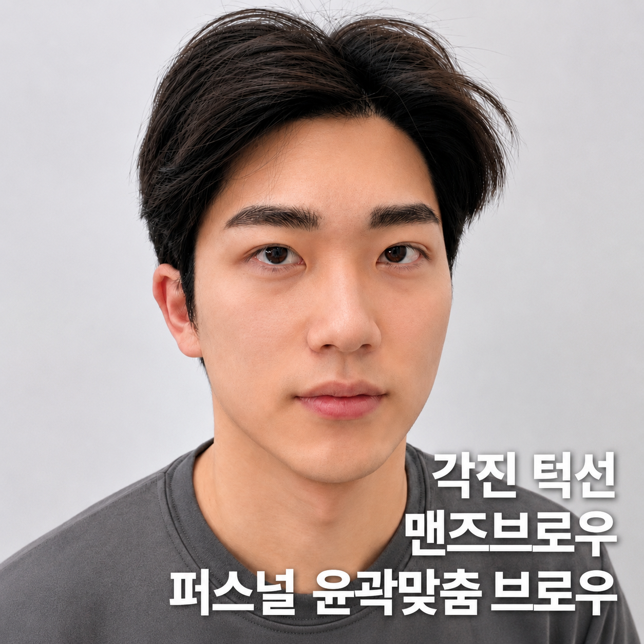 각진 턱선 남성 퍼스널 윤곽맞춤 브로우 결과 사진