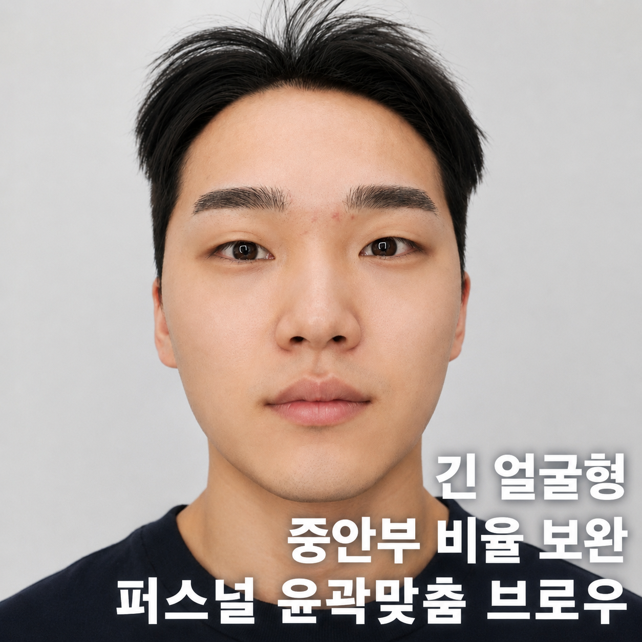 긴 얼굴형 남성 여백 보완 퍼스널 윤곽맞춤 브로우 결과 사진